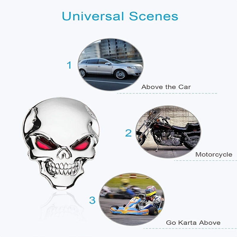 VALICLUD Black 3D Metal Skull Head Car Sticker Rear Trunk Crossbone Emblem  Sticker Personalized Skeleton Decals Automobile Decor