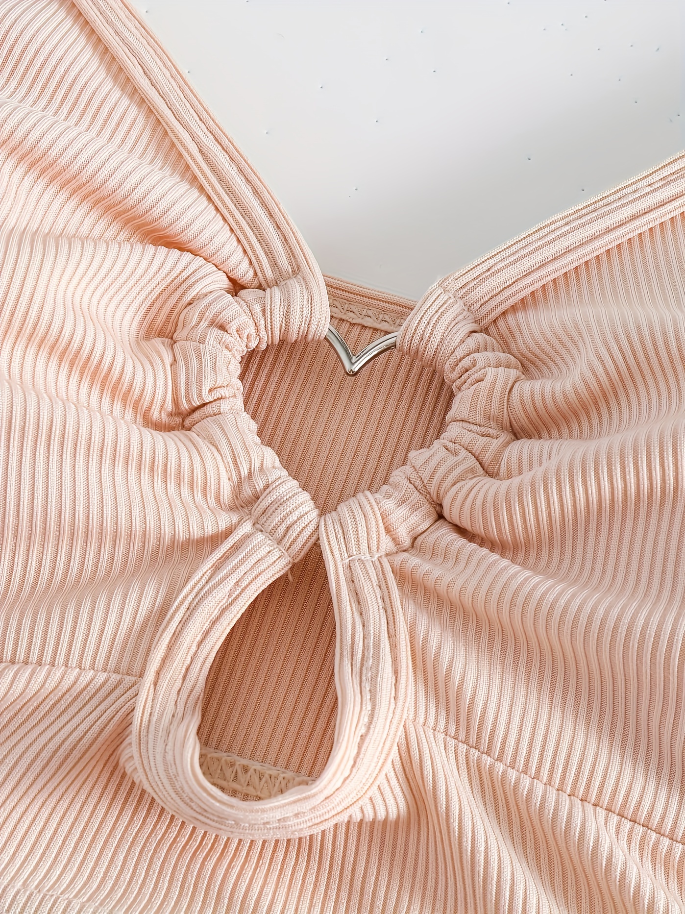 Fashionable Women'S Tankini Top with Heart Pattern And Ribbed Fabric