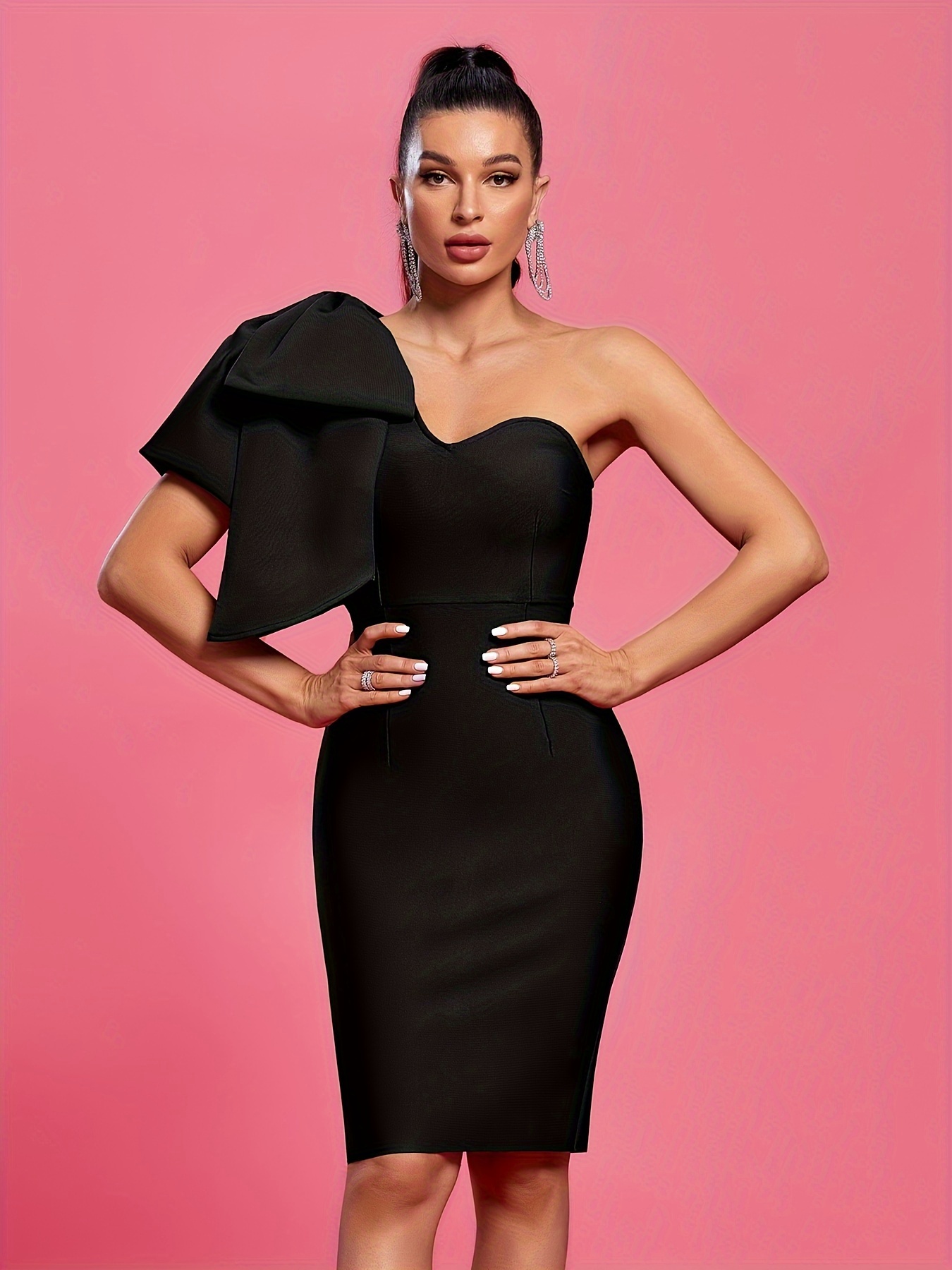 MBETA One Shoulder Women Bandage Dresses Elegant Summer with Bow Strapless Corset  Bodycon Dress, Black, X-Small : : Clothing, Shoes & Accessories