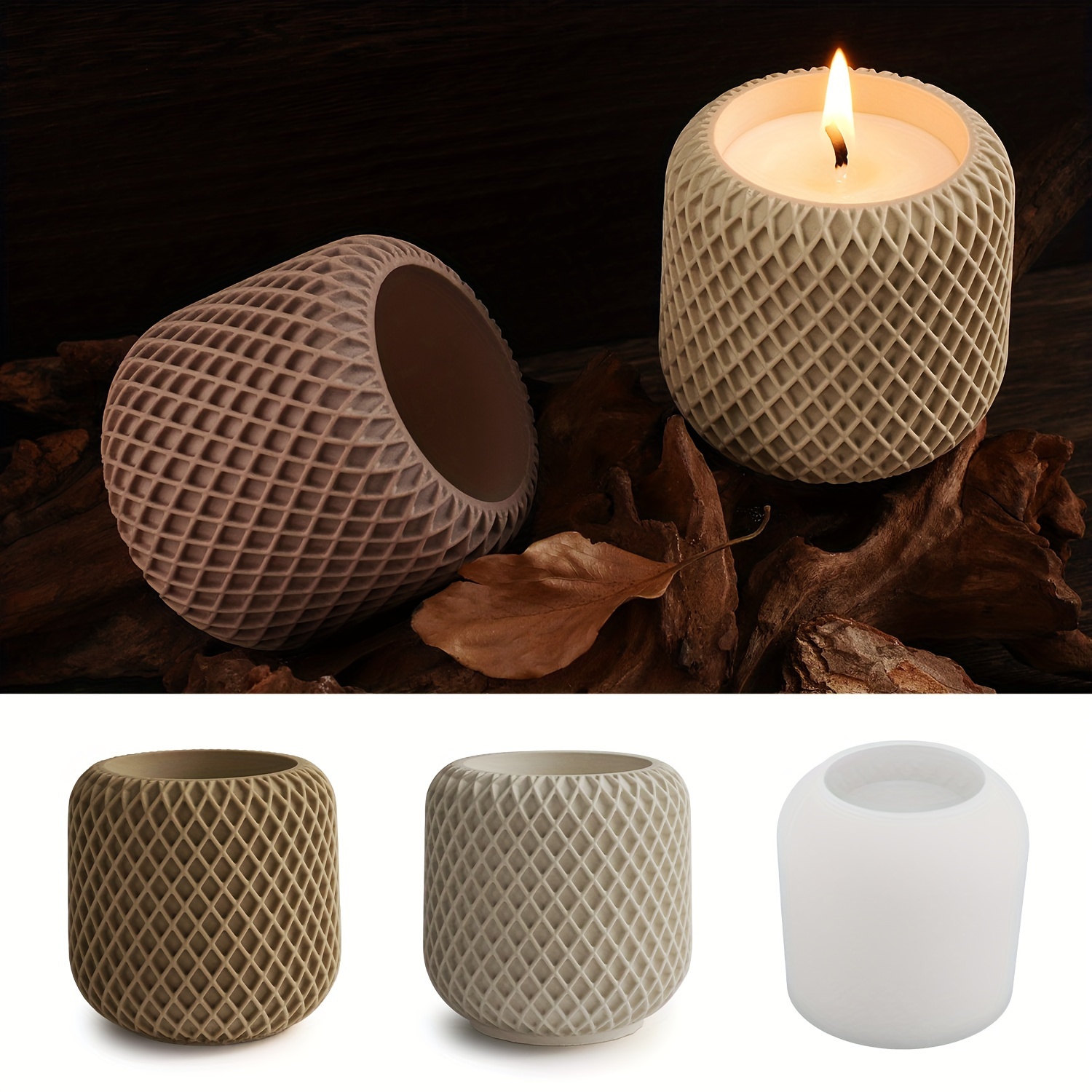 

1pc Concrete Mesh Irregular Candle Cup Candle Jar Silicone Mold Diy Mesh Gypsum Cement Tank Aroma Wax Candle Holder Silicone Mold
