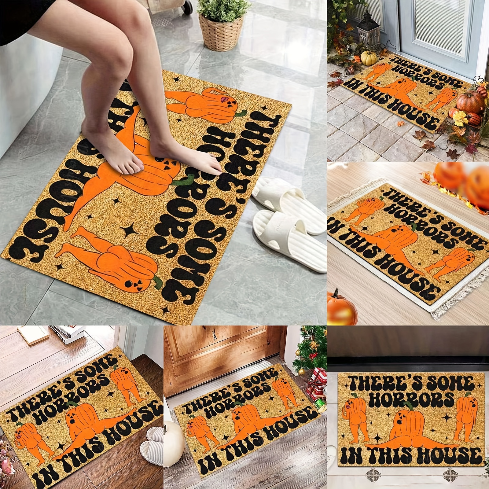 Let's Hang Out For Halloween Bat Door Mat Non-slip Easy To Clean Thick Bath  Mat For Entryway Living Room Floor Carpet - Temu