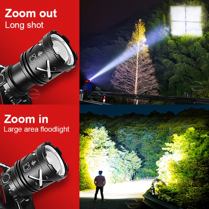 Lampe Frontale Puissante Torche Frontale LED USB Rechargeable Zoomable