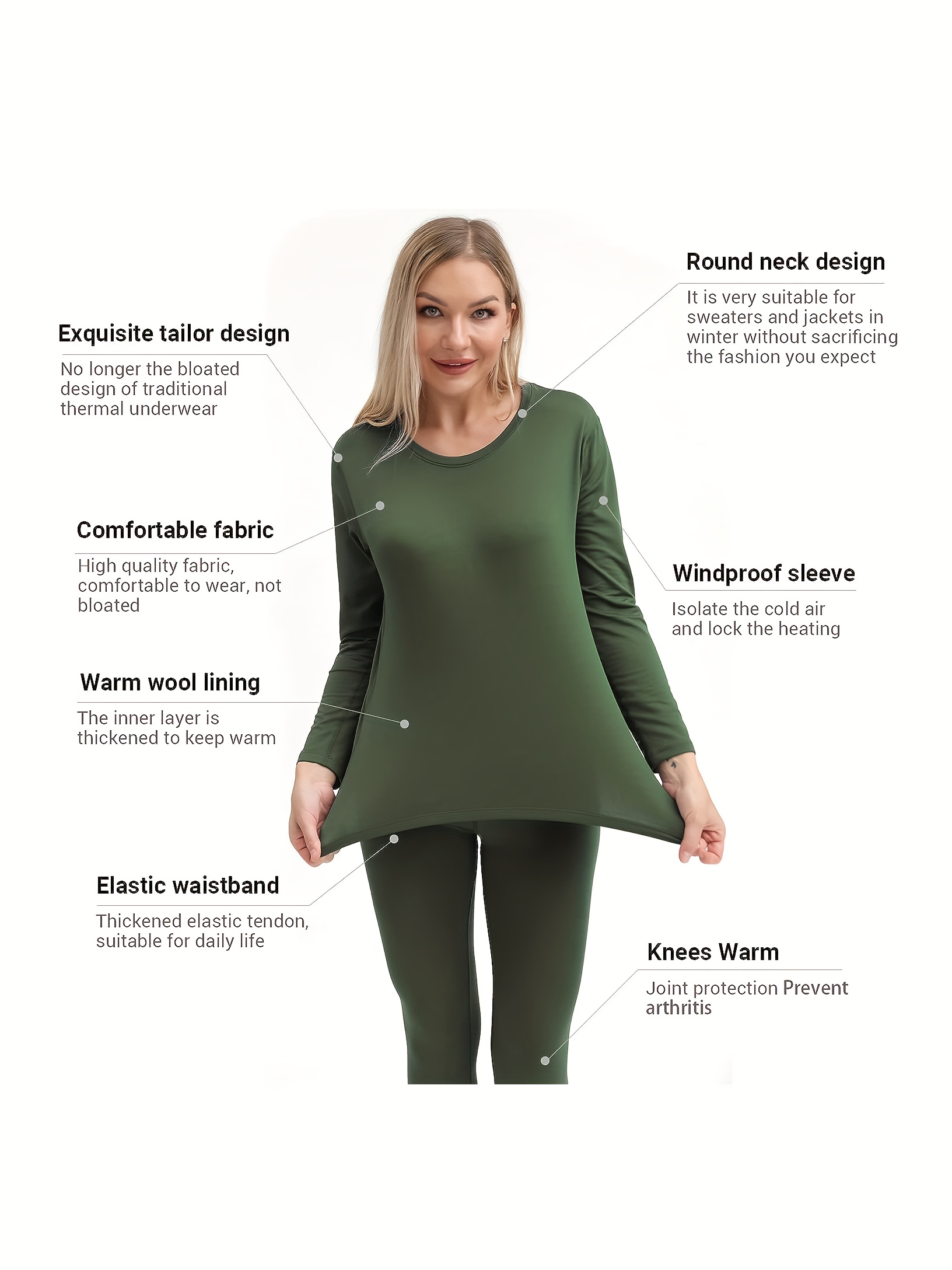 Women's Thermal Underwear Set Lightweight Top Bottom Long - Temu