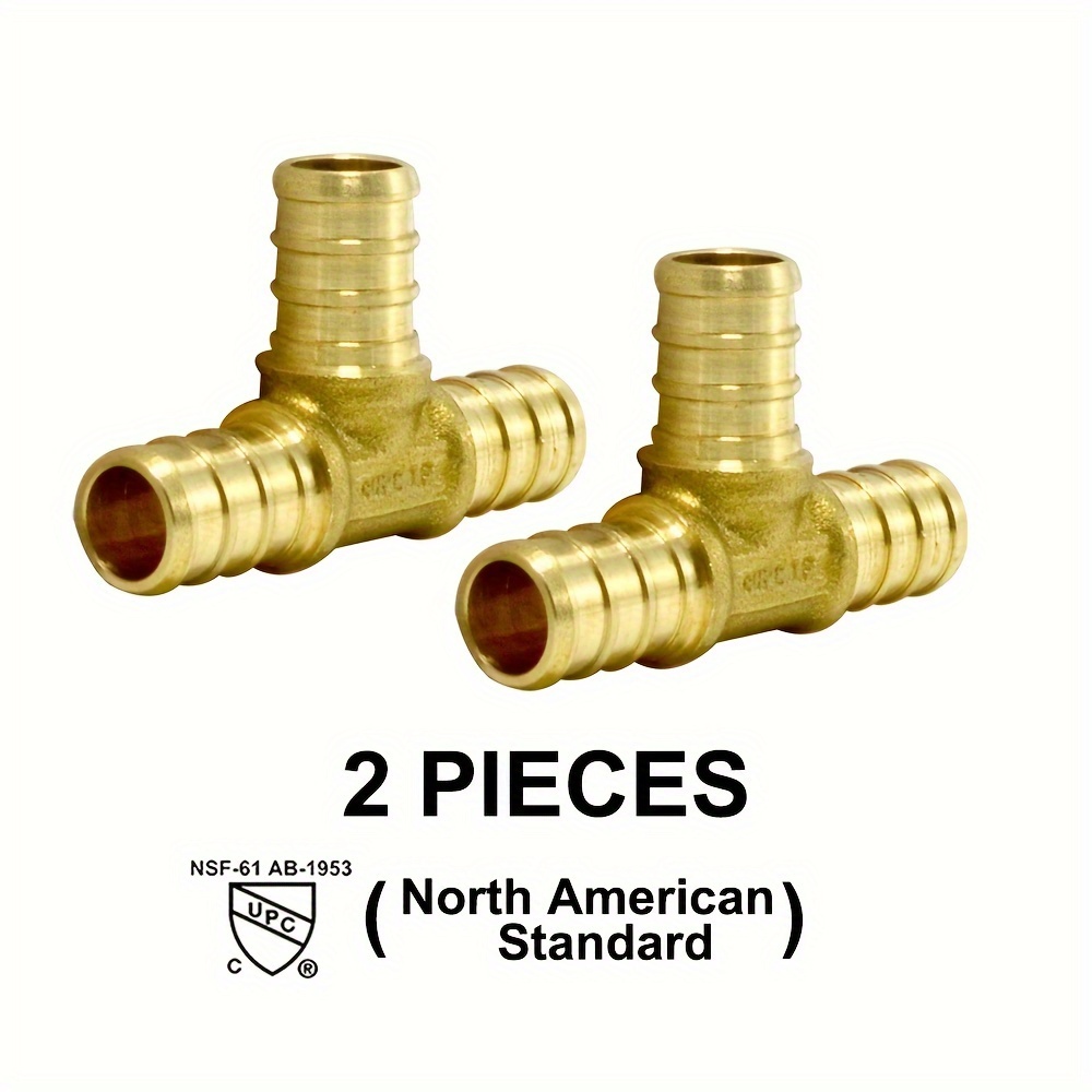 2pcs PEX Fittings, 1/2 Inch Tee Brass Fittings, Barb Crimp PEX Pipe Fitting  For PEX Pipe Plumbing Projects