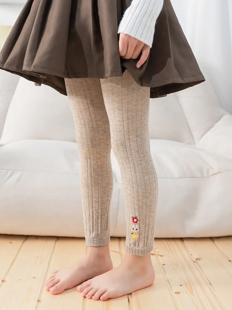 Girls Warm Stretch Soft Leggings Vertical Stripe Flower - Temu Canada