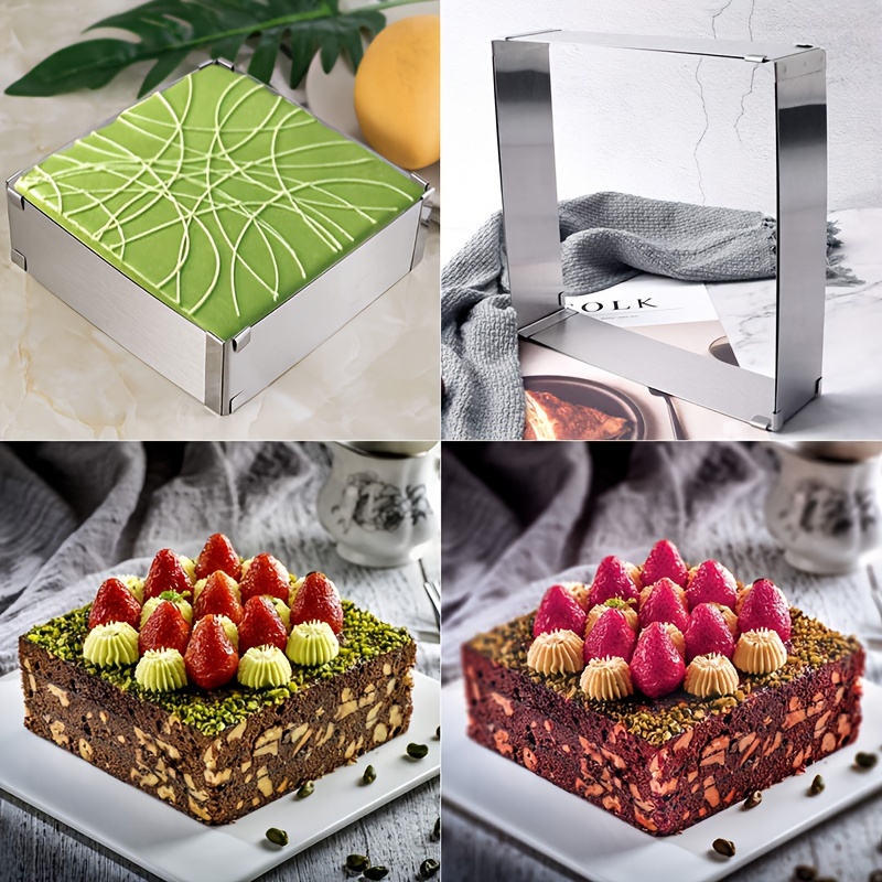 Square Cake Mold Ring (4'' ) Adjustable Mousse Cake - Temu