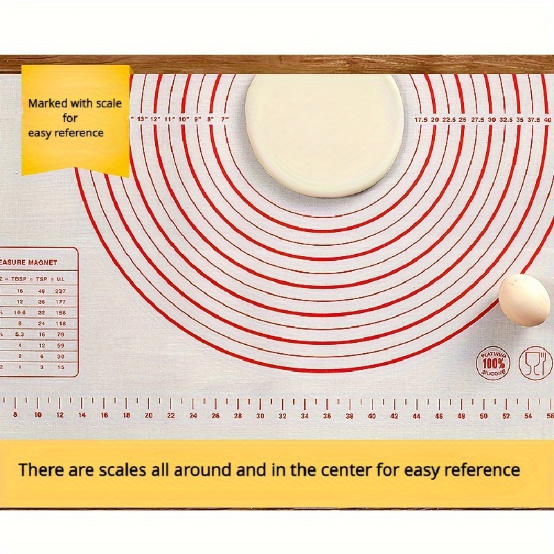 1pc silicone pastry mat non slip baking mat with measurements multifunctional silicone baking sheet reusable dough rolling mat pie crust mat kneading mats placement mats baking tools kitchen stuff details 7