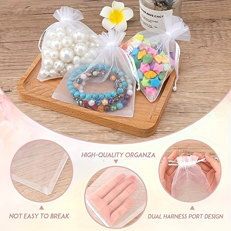 White Organza Drawstring Gift Bags Mesh Gift Pouches Candy - Temu