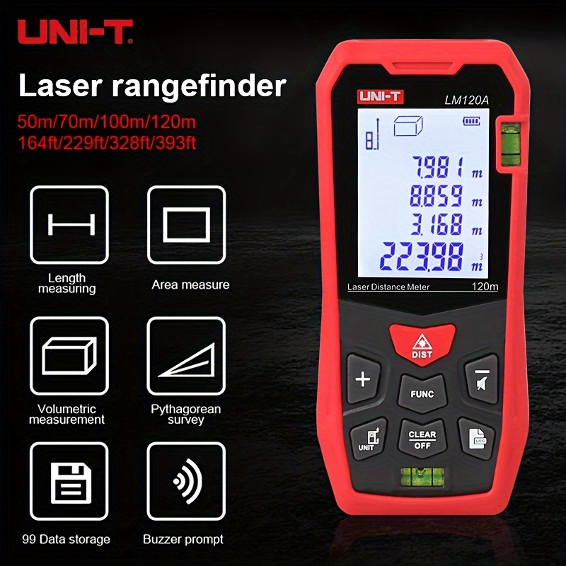 Laser Measure, Laser Measurement Tool, Digital Laser Distance Meter with  Real-Time Angle, M/in/Ft Unit Switching Backlit LCD and Pythagorean Mode