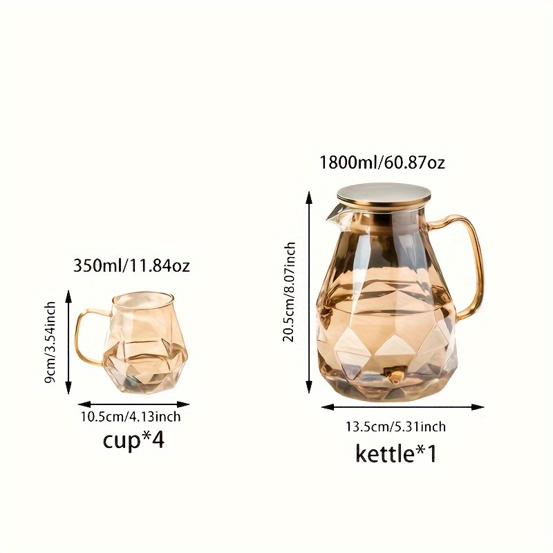 Blue Clear Pitcher And Cups Glass Drink Pitcher And Glass - Temu