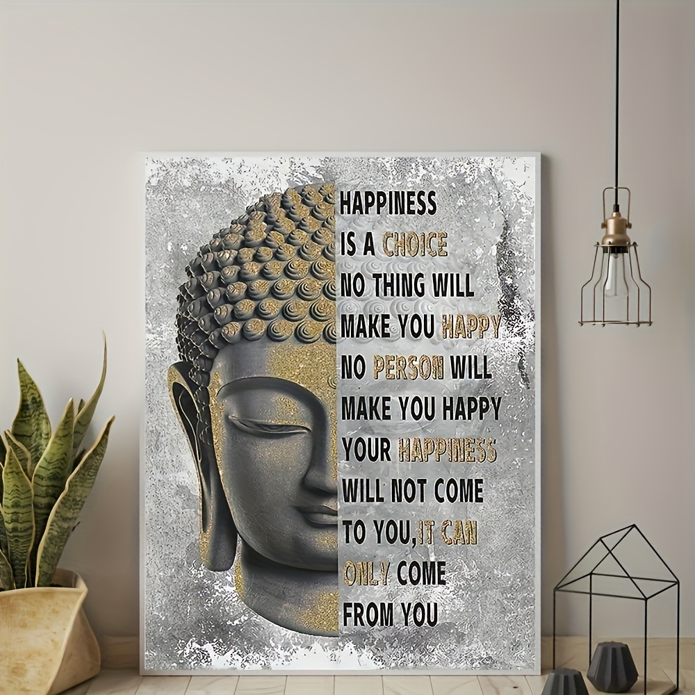  Estatua de Buda - Arte de pared inspirador de Buda Zen,  decoración de pared motivacional de Buda, cuadro de lienzo impreso zen para  decoración del hogar, regalos espirituales para hombres, mujeres