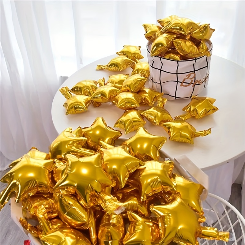 50 globos pequeños de papel de aluminio con forma de estrella de 5  pulgadas, decoración de telón de fondo para boda, fiesta de cumpleaños,  globos