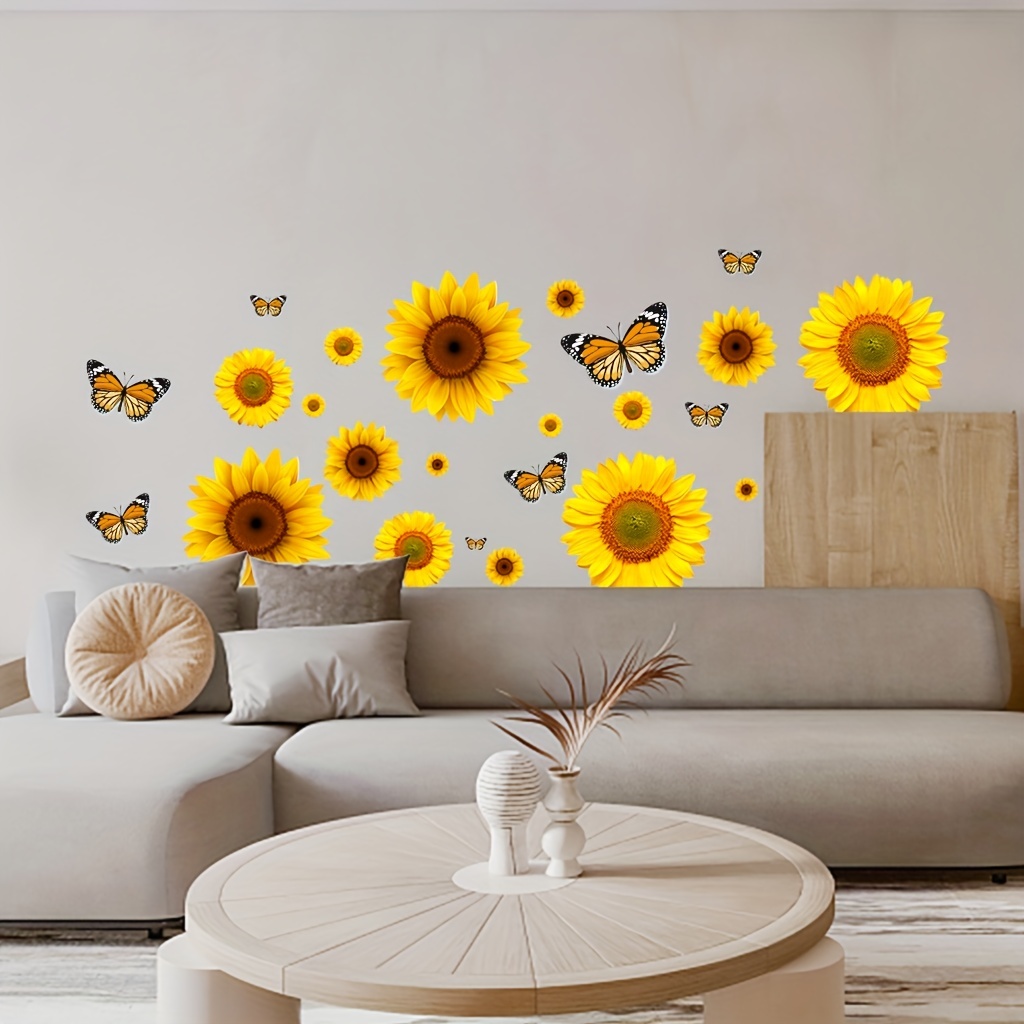 Sticker papillon mural jaune