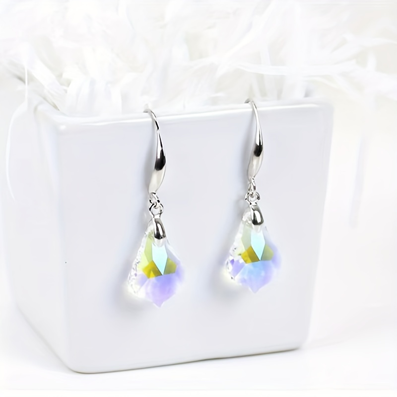Temperament Crystal Maple Leaf Pendant Hook Earrings