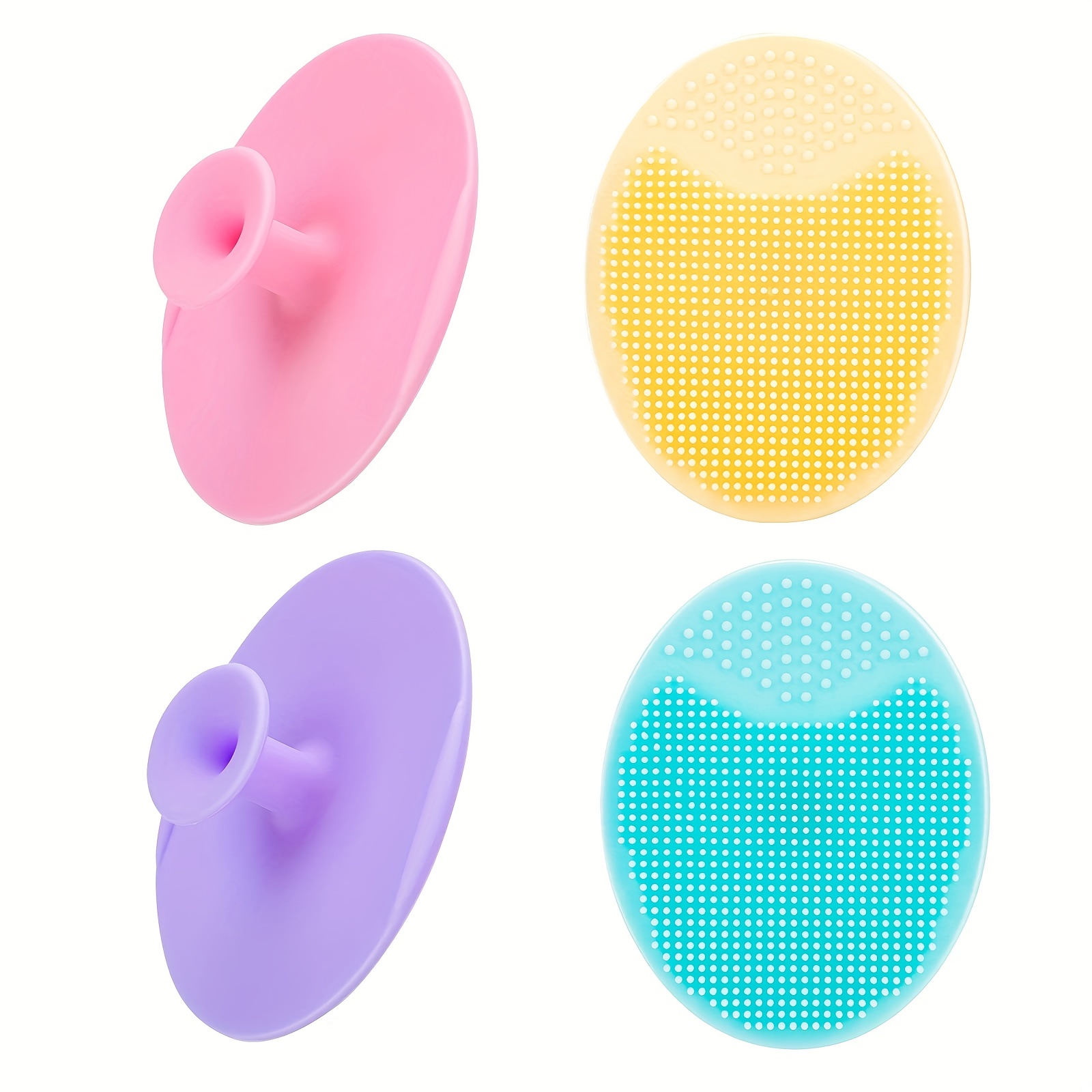 TEMU 4-pack Soft Silicone Facial Cleanser Pads, Deep Cleansing Exfoliation Brushes For Blackheads, , Pores, Cradle , Unscented Skincare