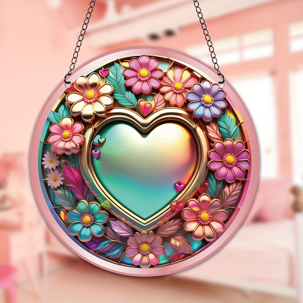 1PC 2D Cuore Fiore Regalo Per La Mamma Heart Suncatcher - Temu Italy