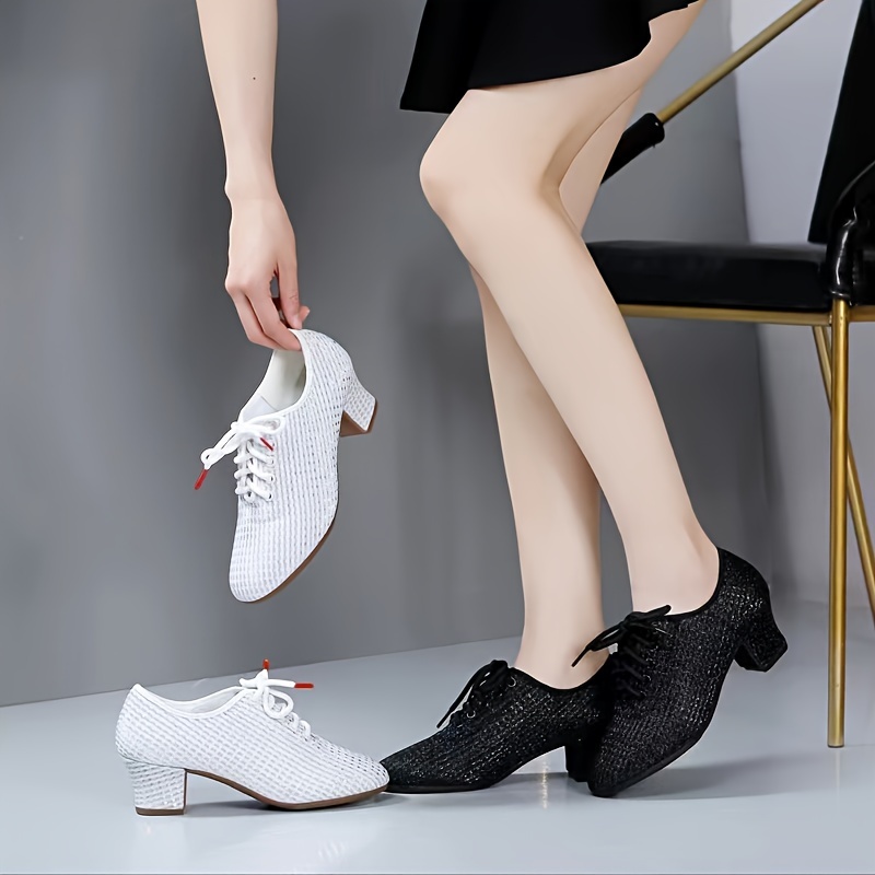 Chaussures en cuir à semelle fendue pour femmes, chaussures de danse à  lacets unisexes pour adultes