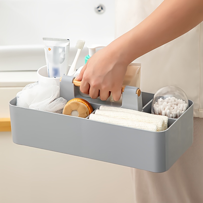 stackable bathroom organizer portable storage box with compartments for cosmetics toiletries more durable plastic contemporary design Product details 7
