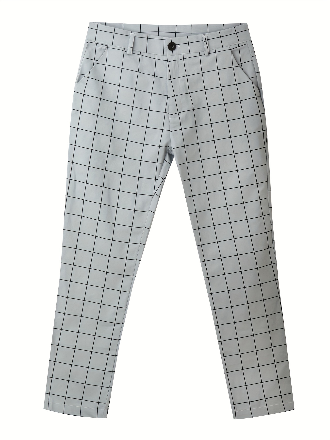 Slim Fit Plaid Slacks Men's Casual Vintage Style Slightly - Temu