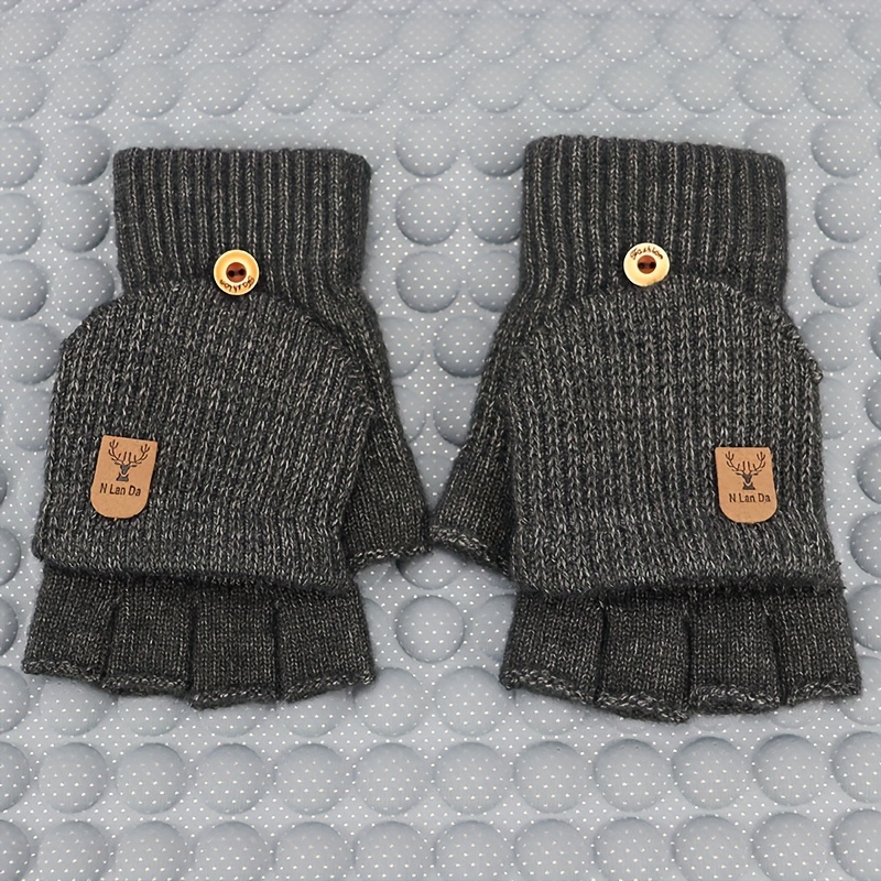 TEMU Winter Thickened Warm Knitted Fingerless Gloves, Men's And Women's Touch Screen Gloves, Half Finger Student Gloves