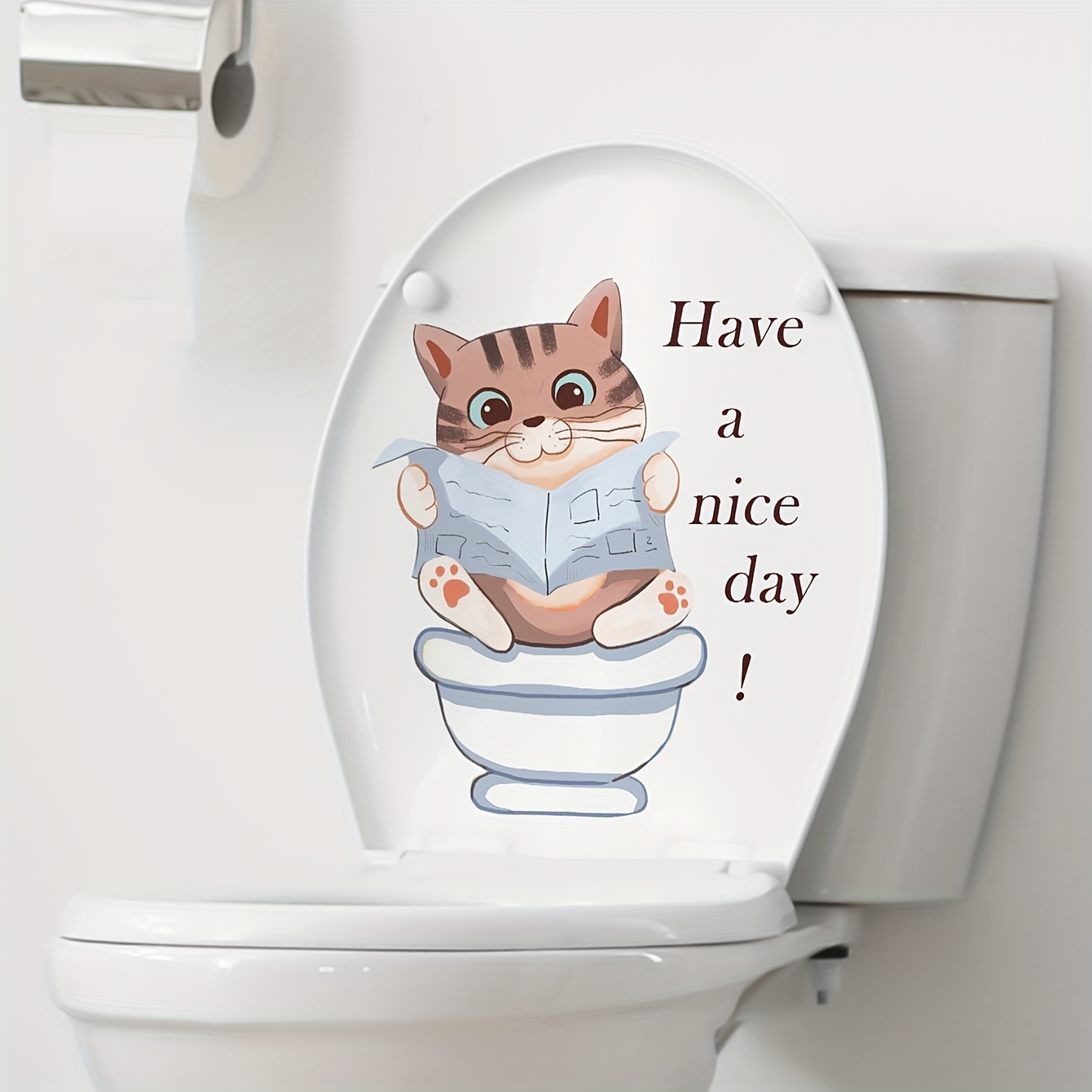 

1pc Cartoon Kitten Wall Sticker, Removable Waterproof Vinyl Wall Sticker, Suitable For Home Toilet Toilet Decoration Arrangement Pattern, , 11.8*16.5in