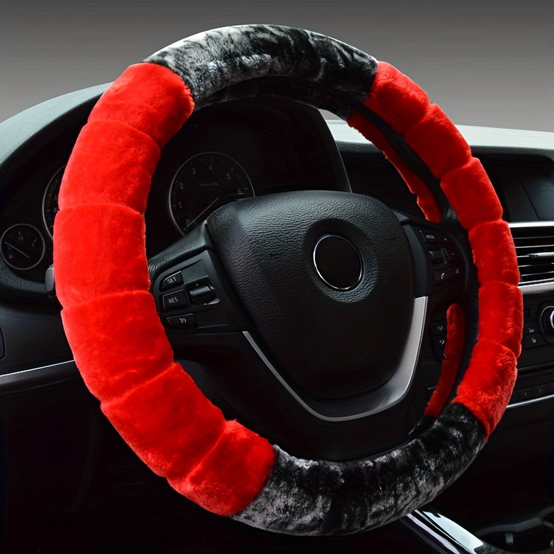 TEMU Winter Warm Fluffy Car Steering Wheel Cover, Universal 15 Inch Lovely Cartoon Ear Shape Car Steering Wheel Protector Car Accessories For Women