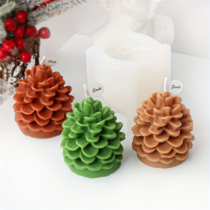 Snowy Resin Small Pinecone Taper Holder