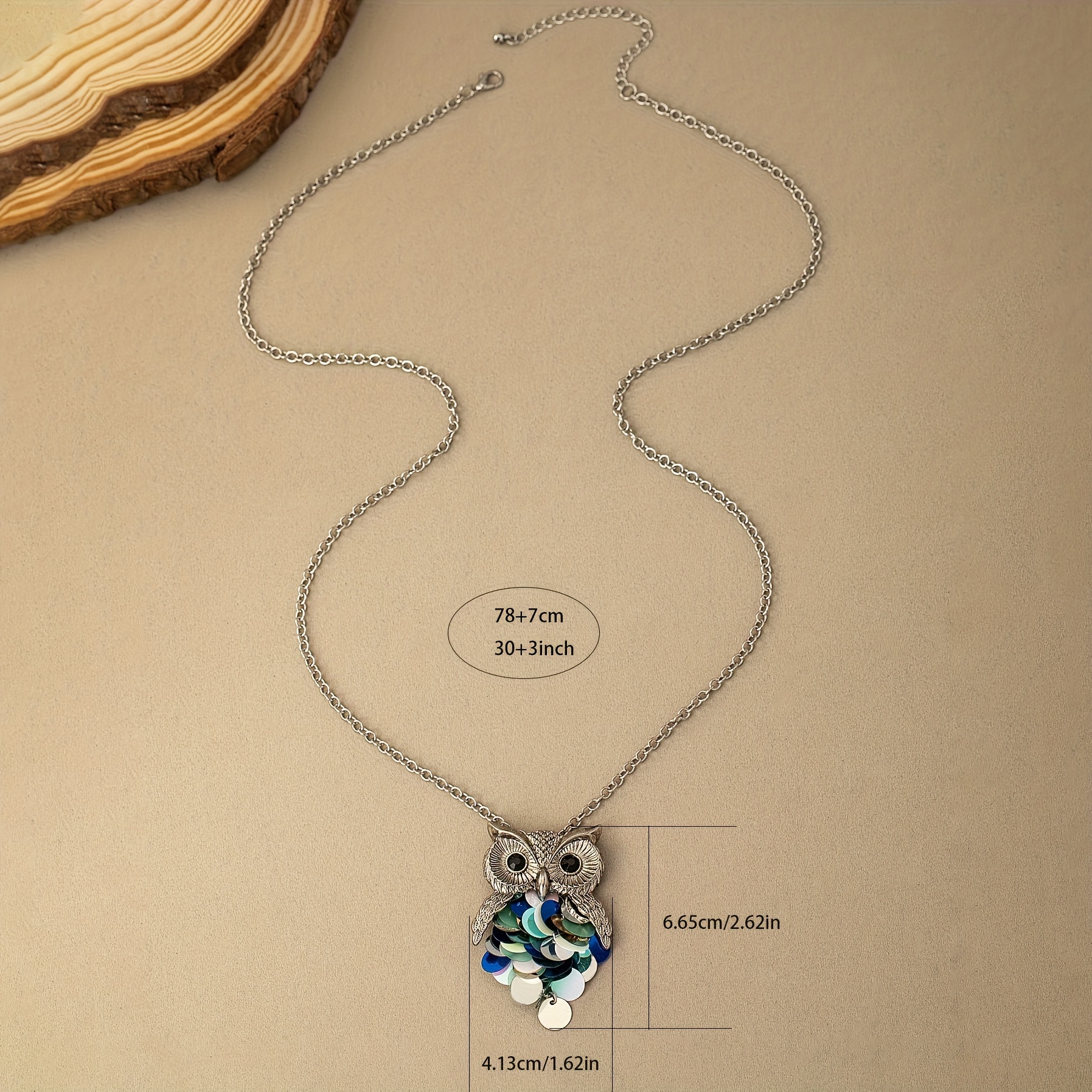 Boho Owl Pendant Long Necklace Vintage Style