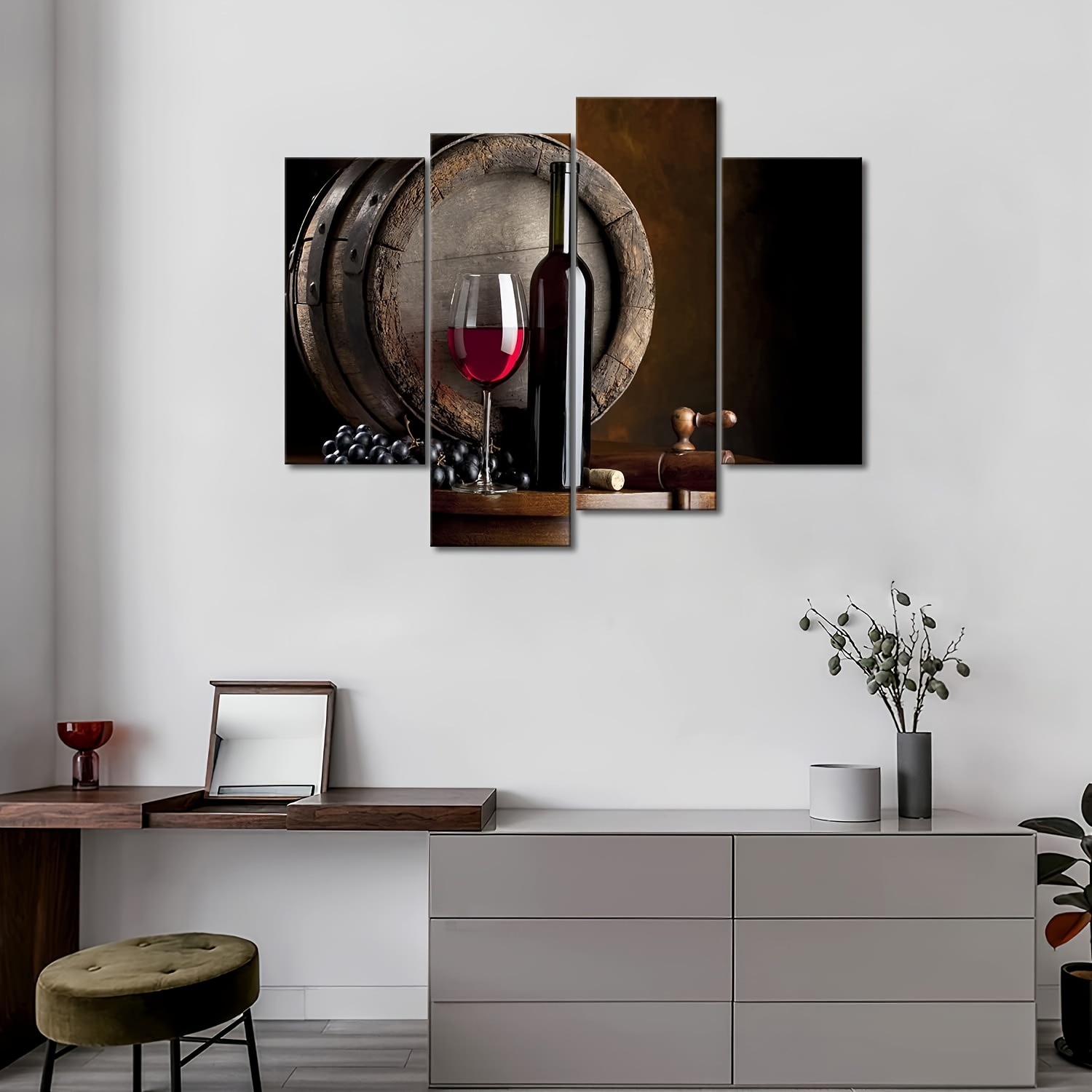  Impresión en lienzo grande para botella de vino, arte de pared,  corcho de vino, pintura vintage para comedor, cocina, decoración del hogar,  3 paneles, moderno, estirado y enmarcado, contemporáneo de vino