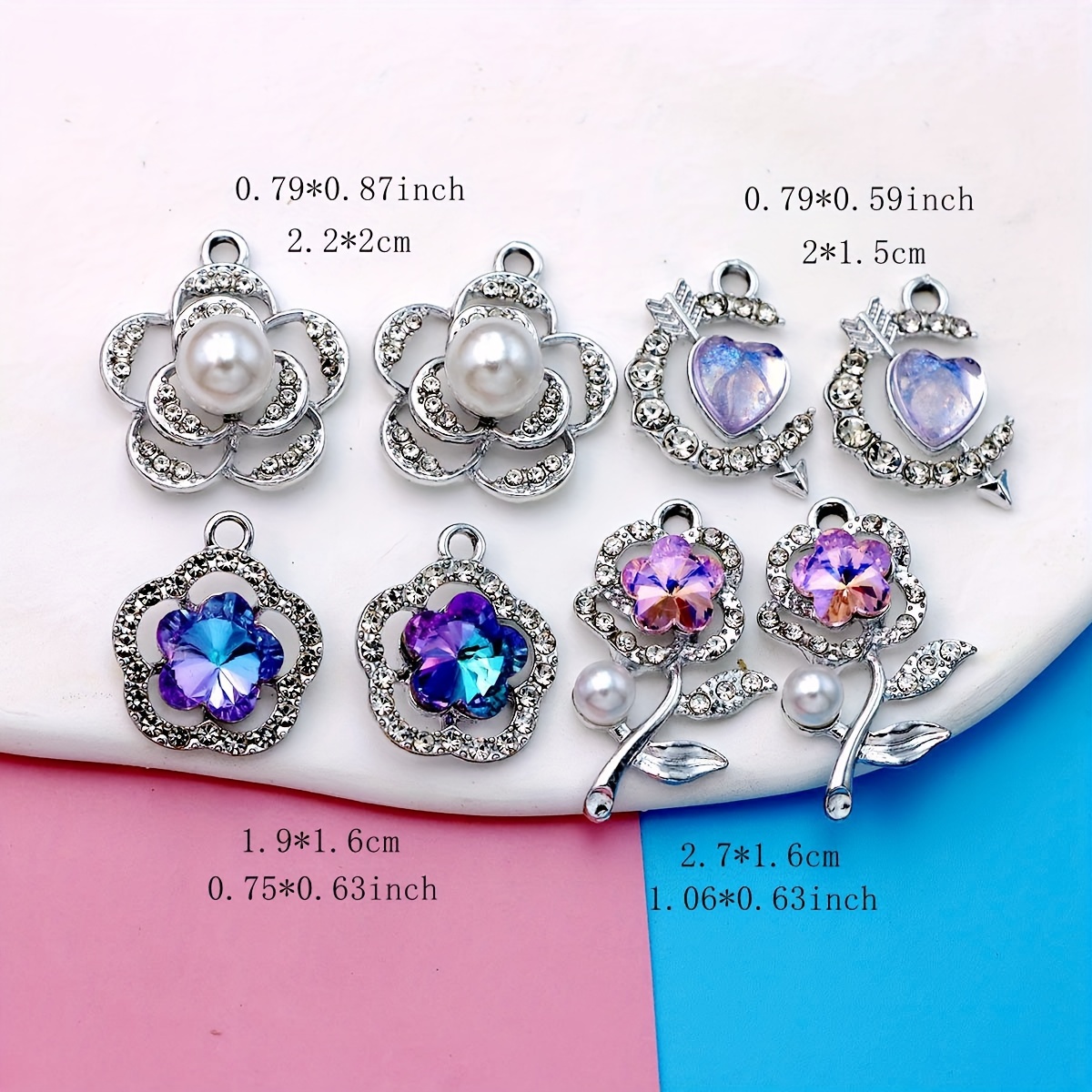 10pcs/Set Trendy Valentine'S Day Heart Car Acrylic Charms Pendant For Women  Earring Necklace Jewelry Making