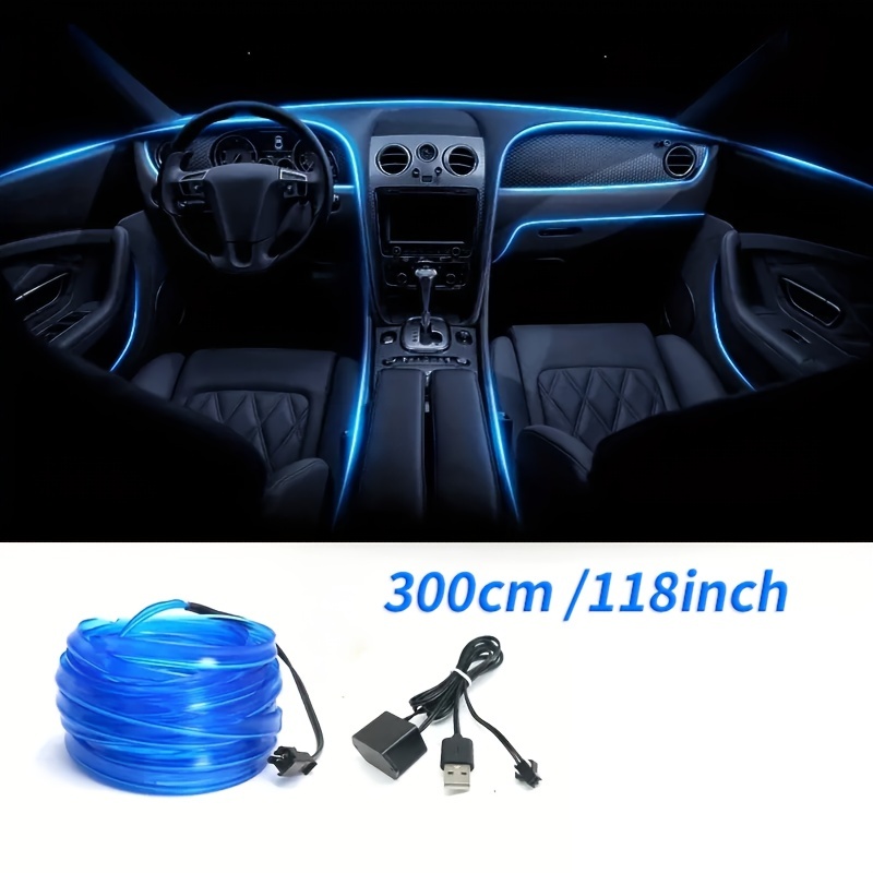 300cm 118inch Striscia LED Per Auto Al Neon RGB Kit Di Illuminazione LED  USB Ambientale Con Fibra Ottica Per Accessori Interni Per Auto Console