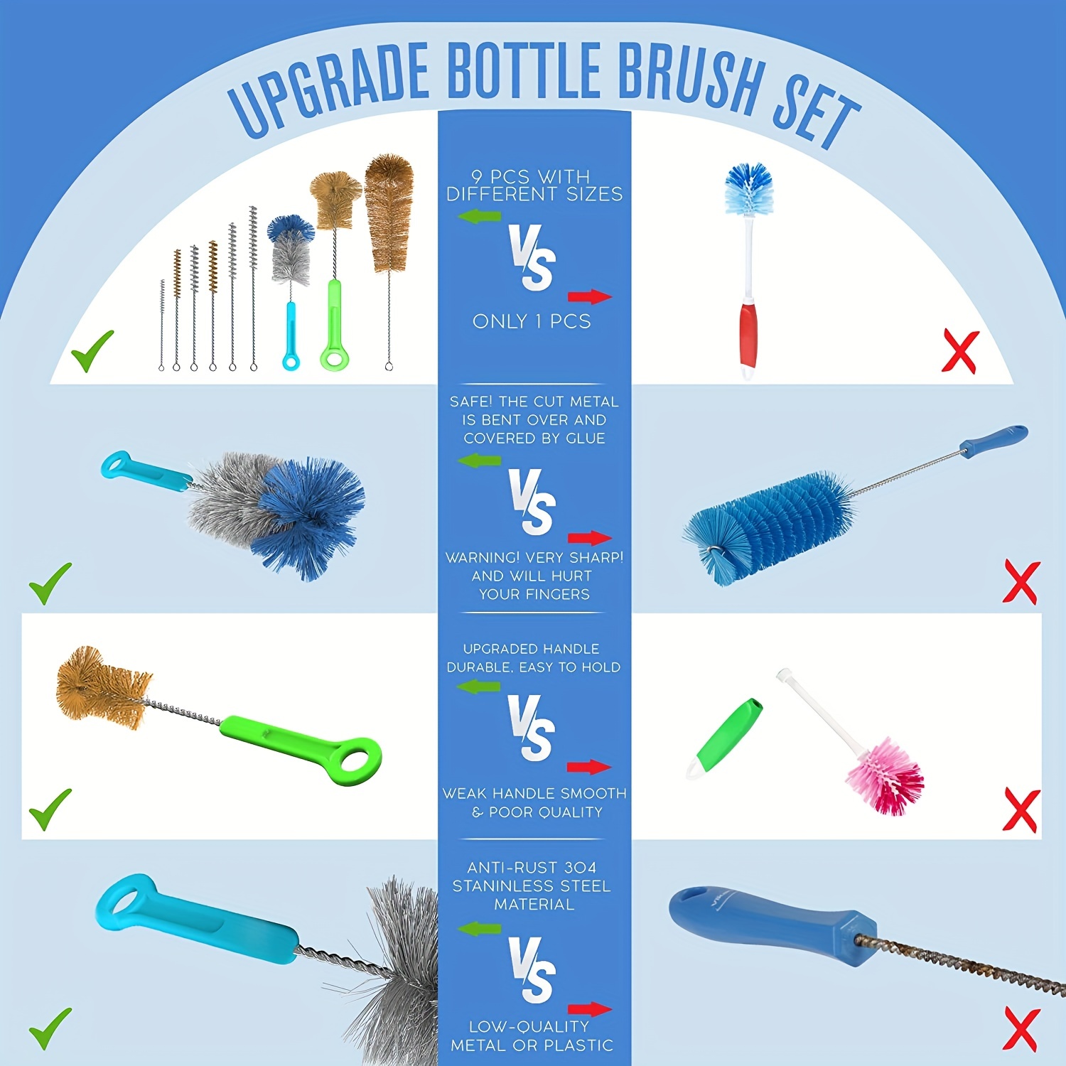 Bottle Brush Cleaner, Long Flexible Handle Bottle Brush Scrub for Water  Bottles