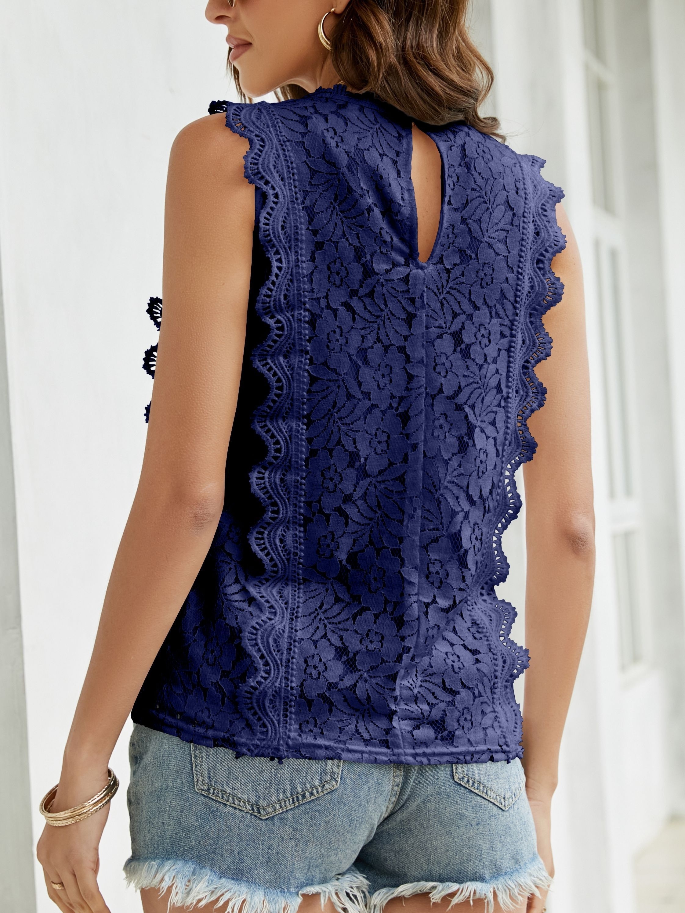 Summer Lace Tank Top V Neck Sleeveless