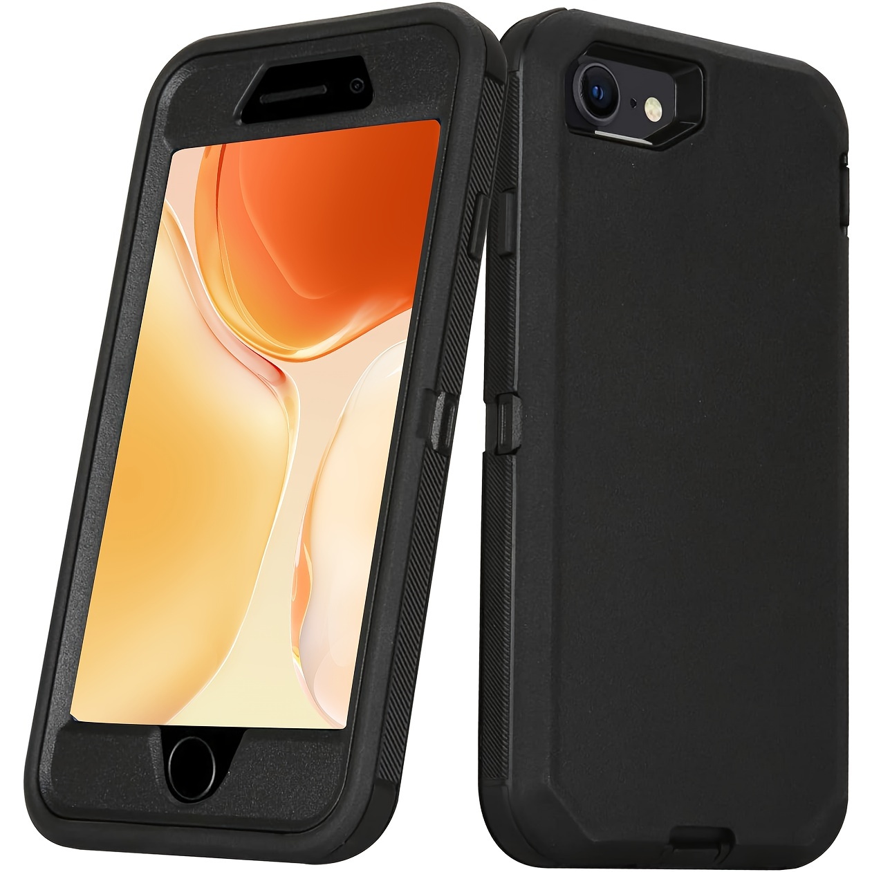  Compatible con [fundas Apple iPhone 8 Plus, iPhone 7 Plus],  [negro y negro] Funda de 3 capas con [ a prueba de golpes] Funda protectora  resistente para iPhone 7/8 Plus -TQ