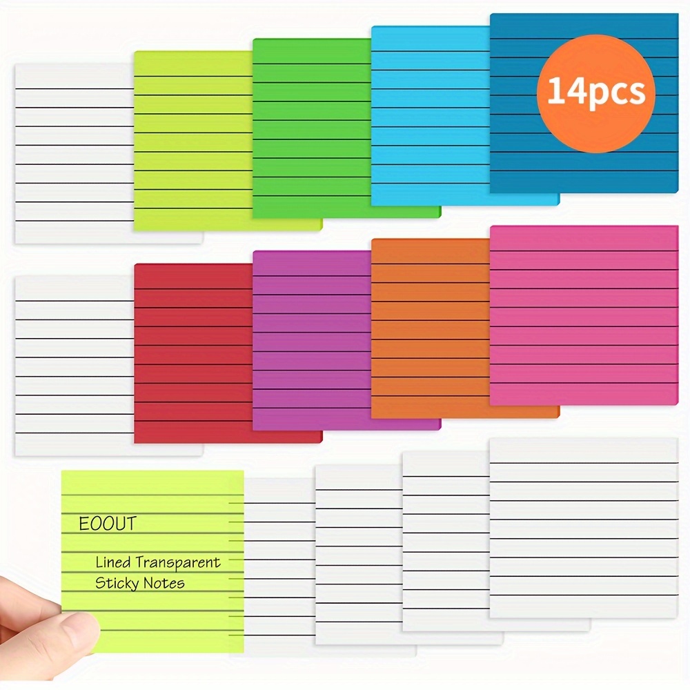 EOOUT 8 Pads Pastel Lined Sticky Notes 3x3 Inches Self-Stick Note Pads, 100  Sheets/Pad, Super Adhesive Memo Pads, Easy to Post Notes for Study, Work