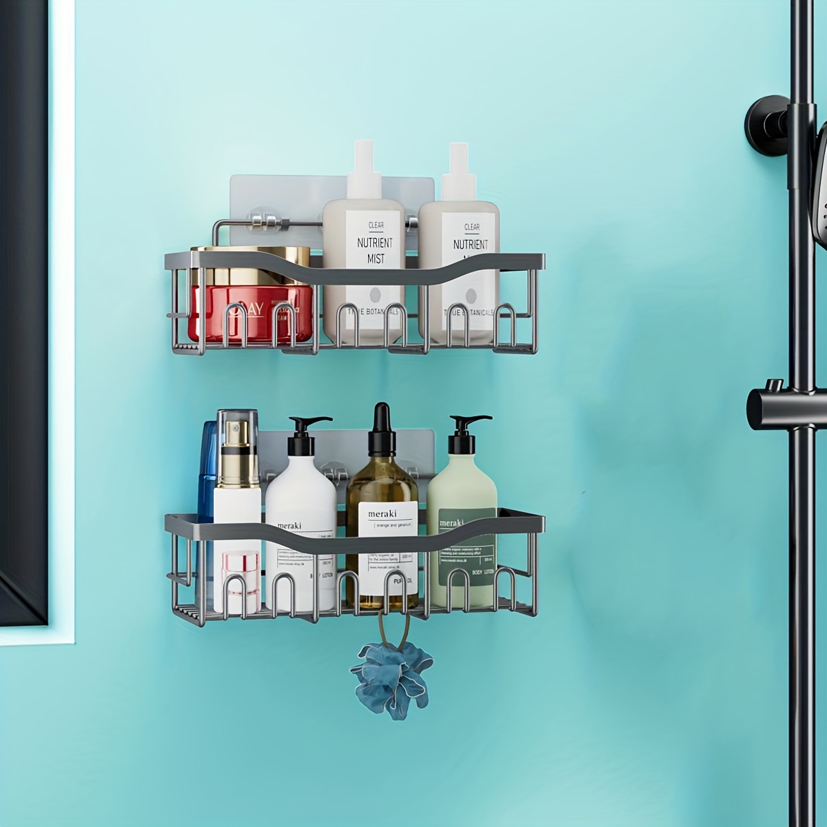 Clear Shower Shelves, Adhesive Bathroom Shower Caddy Organizer