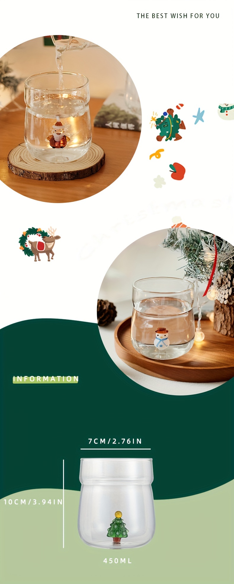 3d Christmas Glass Cup Christmas Inside Water Cup Iced - Temu Austria