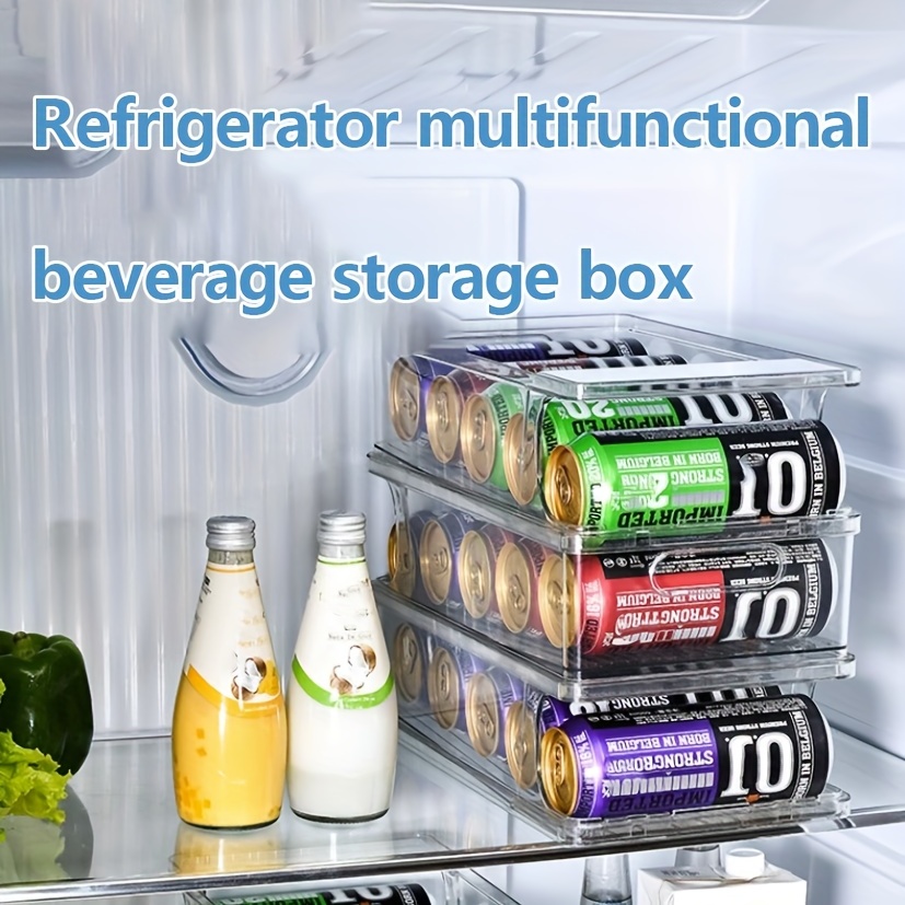 2 Tiers Beverage Storage Box Beer Drink Water Bottle Fridge Jar Fruit Bin  Double Holder Auto Rolling Dispenser Kitchen Organizer