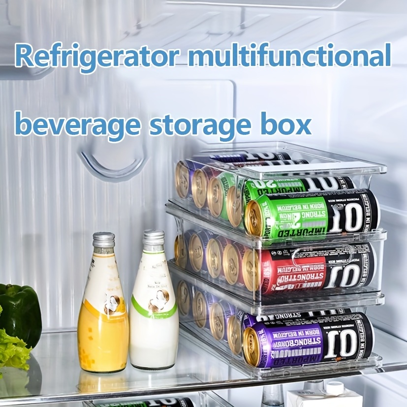 Clear Refrigerator Beverage Holder Can Storage Rack Drawer, Double Layer