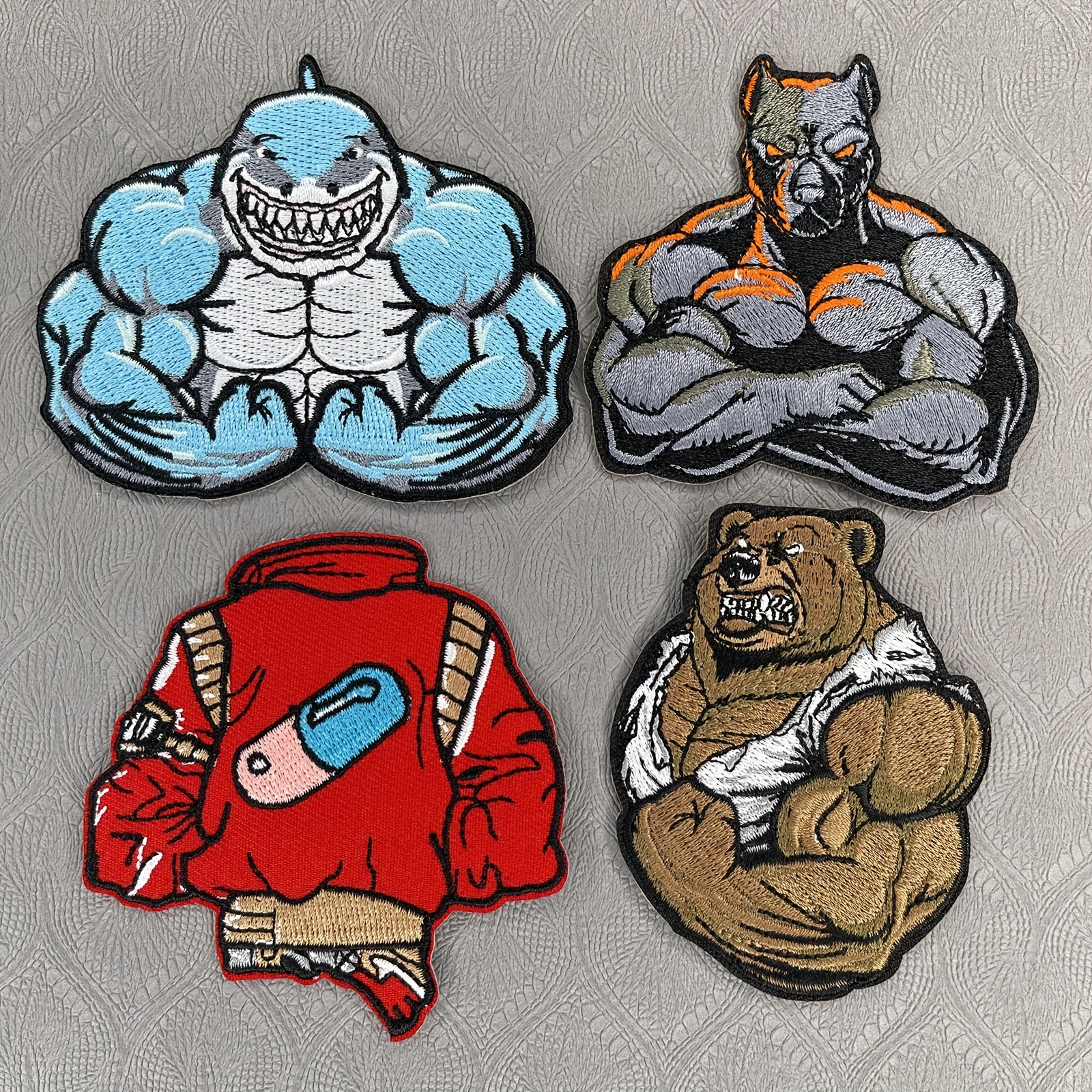 Cool Animal Muscle Man Red Jacket Iron On Decals Diy Iron On - Temu