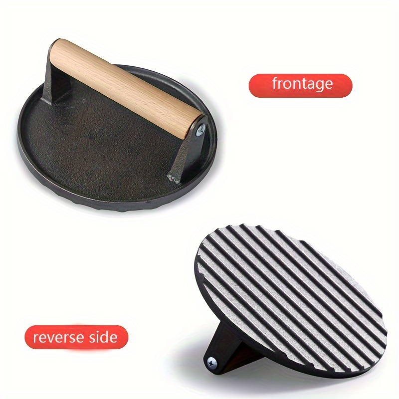 Cast Iron Meat Press, Barbecue Steak Circular Meat Pressing Plate, Steak  Pressing Plate, Outdoor Camping Picnic Hiking, Kitchen Stuff Cookware  Barbecue Tool Accessories - Temu