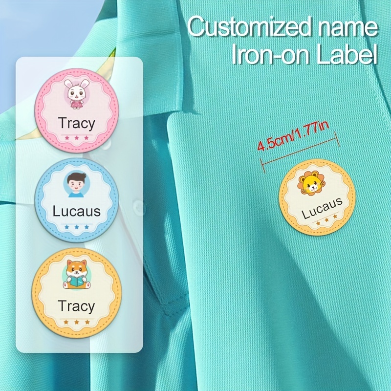 Personalized Iron on Fabric Name Tags With Cartoon Dino - Temu