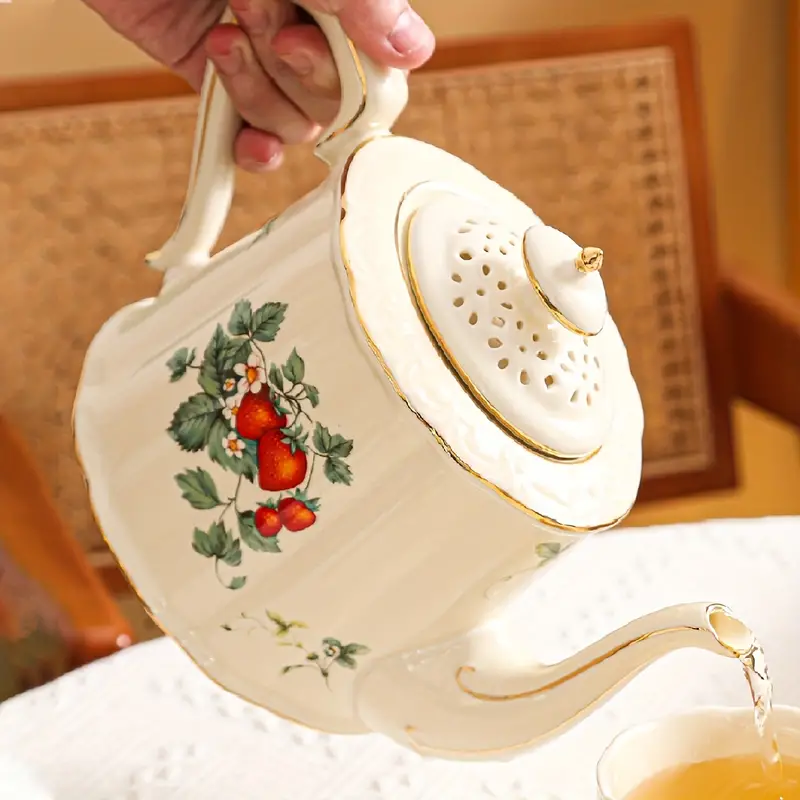 Teapot, European Style Ceramic Flower Teapot Coffee Pot Water Pot Porcelain  Gift, White Bone China Afternoon Tea Set With Golden Rim, Suitable For  Making Tea, Coffee, Tea Tasting, Gift - Temu