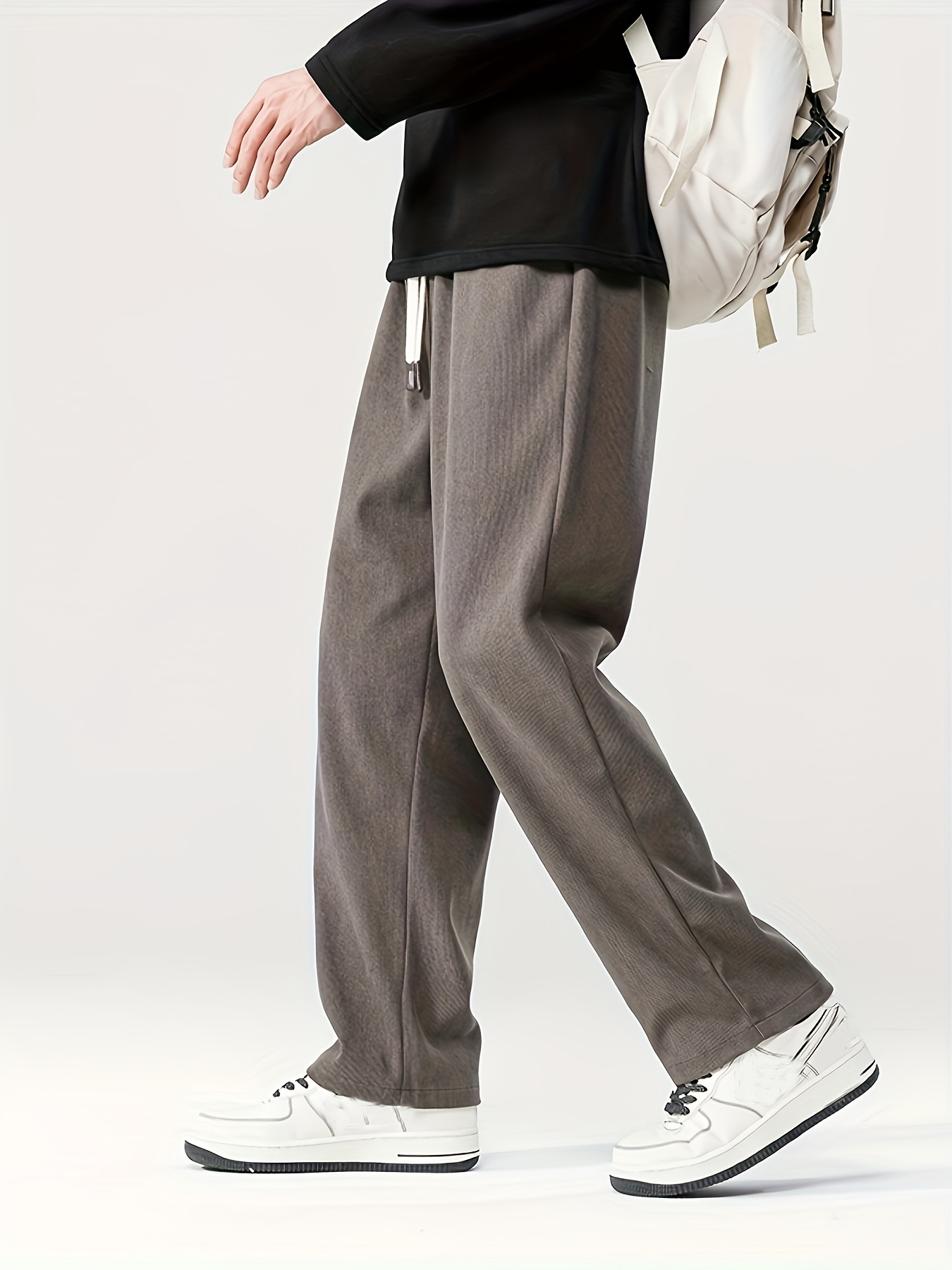 Drawstring Sweatpants Men's Fashion Casual Wide-leg Pants Men Streetwear  Loose Straight Trousers Mens Joggers Track