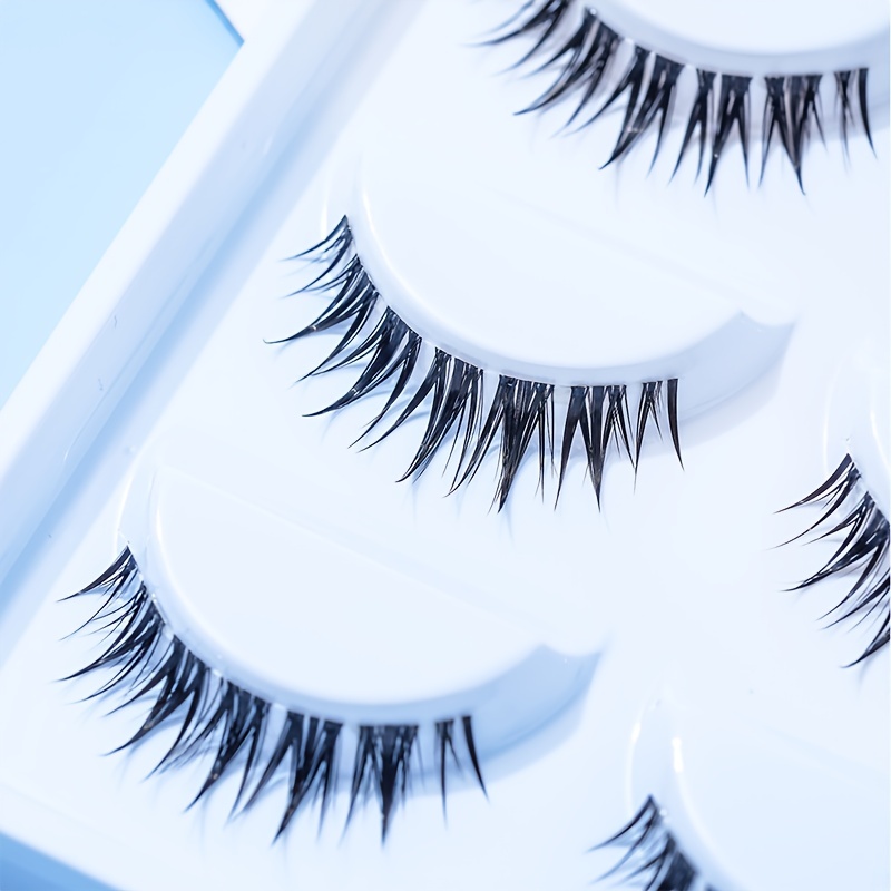 5pairs Natural & Long False Eyelashes 4 12mm W-shaped Fishtail Eyelashes