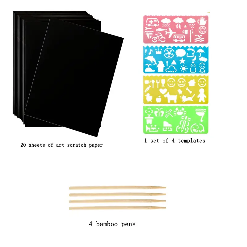 20 Sheets Of Grass Paper Art Set, Scratch Rainbow Magic Paper, With 4pcs  Bamboo Pens, 4pcs Templates, Black Draft Paper, Diy Crafts, Christmas And  Birthday Gift Cards, Rainbow Scratch Art Paper