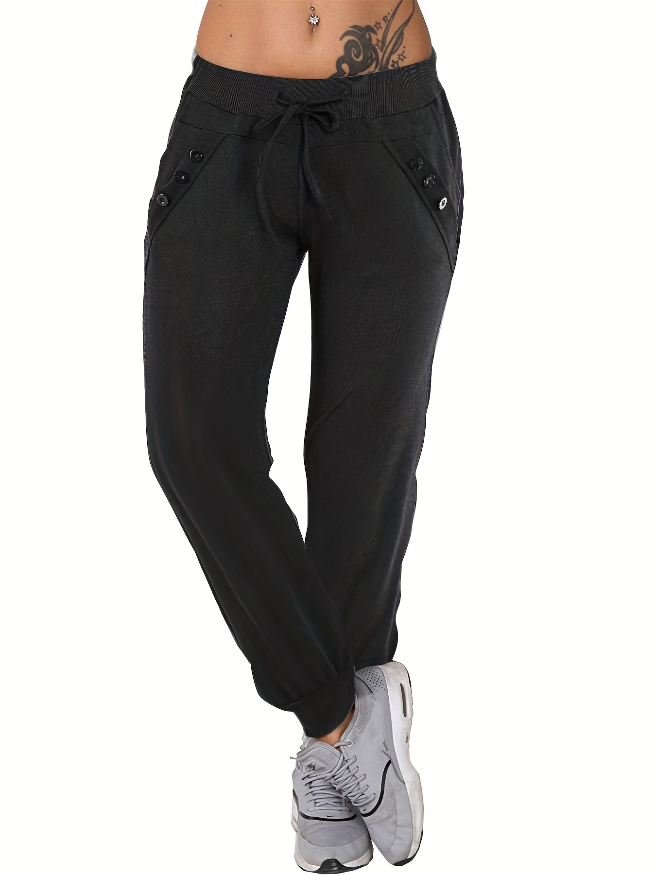 Solid Tie Waist Pants Casual Long Length Jogger Pants - Temu