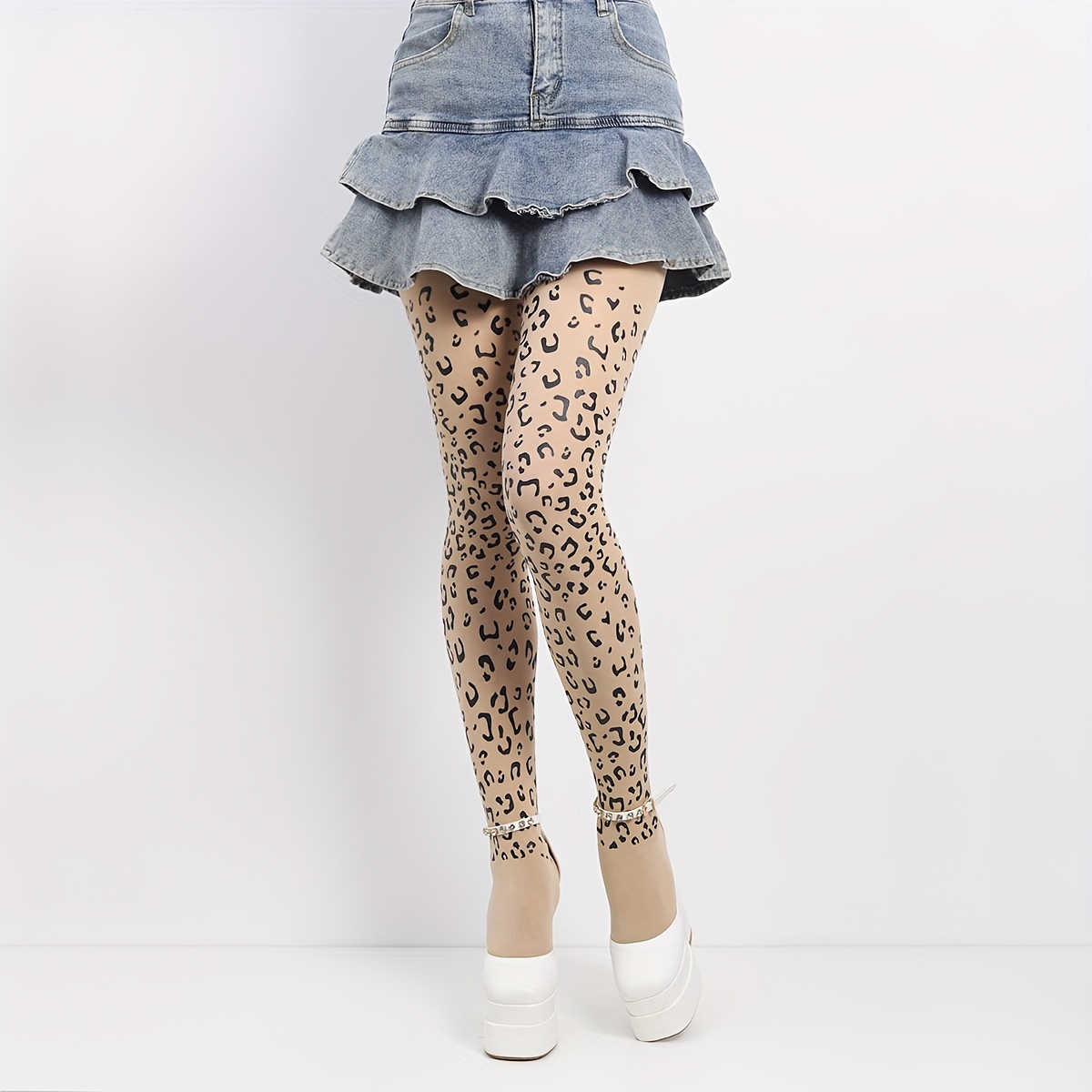 Leopard Printed Tights for Women. Black Sexy Sheer Lolita Pantyhose Hosiery  Tights. Transparent Lingerie. 