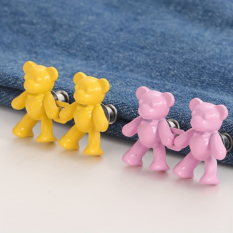 Bouton Bear Jeans, épingle à bouton Jean réglable, boucles de taille  décoratives détachables, pas de couture, bouton de réglage de la taille  Tighten