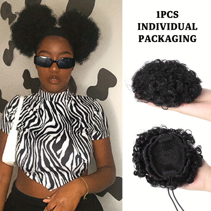 

Afro Puff Drawstring Ponytail Extension For Women, Synthetic Short Pony Tail Clip In On Hair Bun Hairpieces Hair